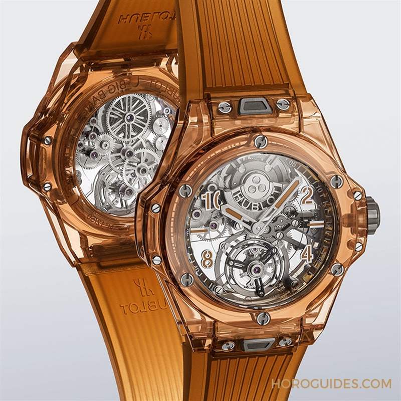 2021 LVMH鐘表周速報｜HUBLOT冰橙藍寶石陀飛輪自動上鏈腕表、陶瓷鏈帶計時碼表-復刻表