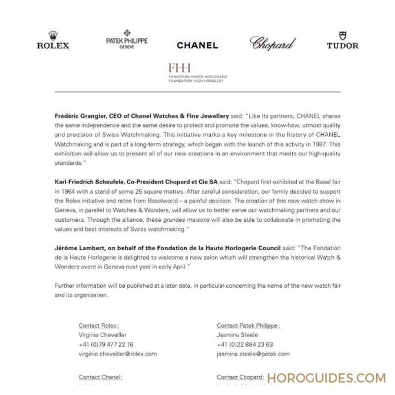 Bye Bye BASELWORLD ! PP及Rolex 等大牌全員出走巴塞爾表展-復(fù)刻表