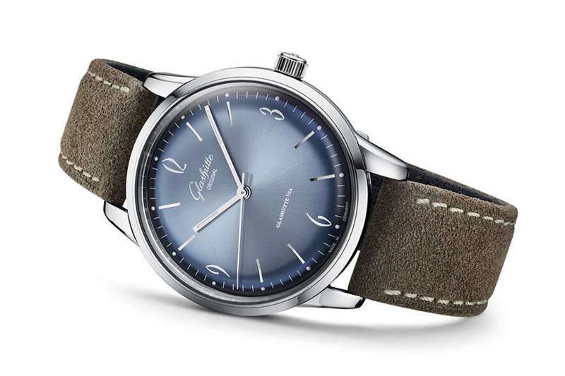 格拉蘇蒂原創(chuàng)Sixties Glacier藍(lán)色放射紋盤面腕表-復(fù)刻表