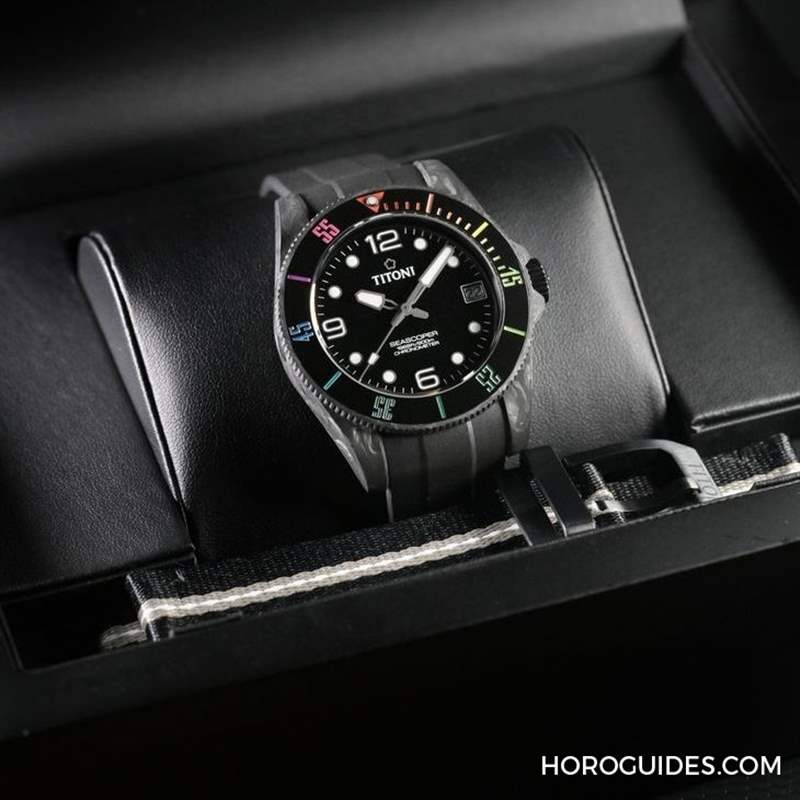 夏末黑魂大魔王來襲TITONI Seascoper CarbonTech 彩虹圈大升級-復(fù)刻表