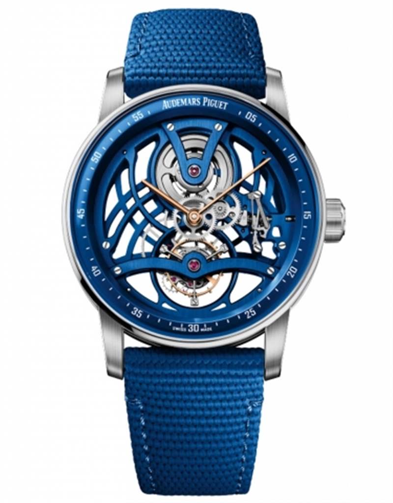 電光藍陶瓷亮眼,鏤空陀飛輪腕表-復刻表