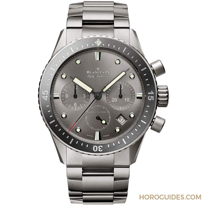 18K紅金藍(lán)面、23級(jí)鈦灰面,Blancpain五十噚深潛器飛返計(jì)時(shí)碼表兩款延伸新作-復(fù)刻表