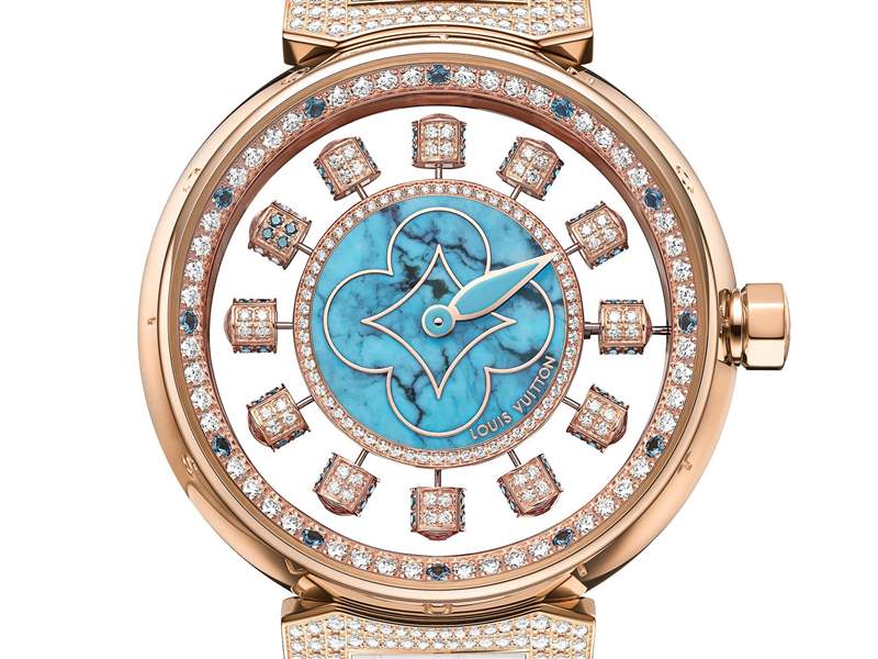 Louis Vuitton推出寶石表盤版Tambour Spin Time Air腕表：孔雀石，綠松石，寶石懸空表盤-復刻表