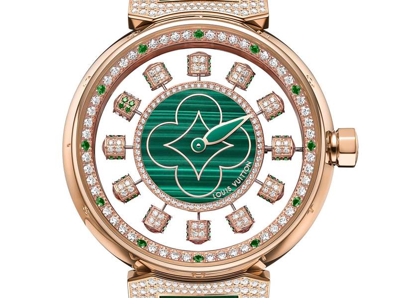 Louis Vuitton推出寶石表盤版Tambour Spin Time Air腕表：孔雀石，綠松石，寶石懸空表盤-復刻表