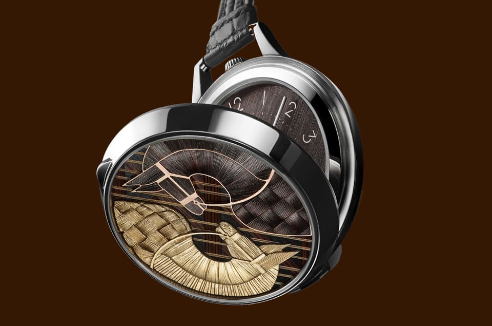 愛馬仕Slim d'Hermès懷表以馬鬃細工鑲嵌搭配雕刻工藝詮釋駿馬絲巾主題-復(fù)刻表