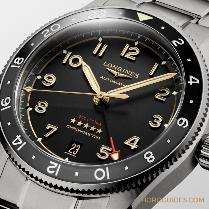 LONGINES - SPIRIT - L3.802.1.53.6 - LONGINES Spirit再掀熱潮！ Spirit Zulu Time鈦金屬腕表與計時秒表間金新色登場