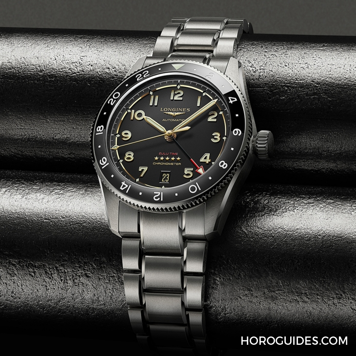 LONGINES - SPIRIT - L3.802.1.53.6 - LONGINES Spirit再掀熱潮！ Spirit Zulu Time鈦金屬腕表與計時秒表間金新色登場